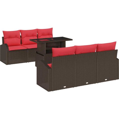 Garden Sofa Set with Cushion Manual 7 pcs Brown Poly Rattan vidaXL (1/5)