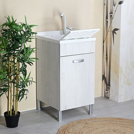 Mobile Lavatoio 45X50 DOMINA PLUS Wood Bianco High Quality (1/5)