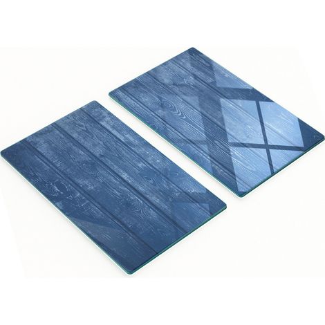 Juego de dos tablas de cocina decorativas de cristal y madera de 2x30x52 cm.