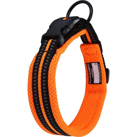 Collier pour Chien, Collier Réglable et Rembourré pour Chien Gros/Moyen/Petit avec Bande Réfléchissante(Orange ) (1/5)
