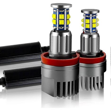 2x Feux de position LED H8 CANbus 120W sans erreur avec anneaux lumineux pour phares (1/4)