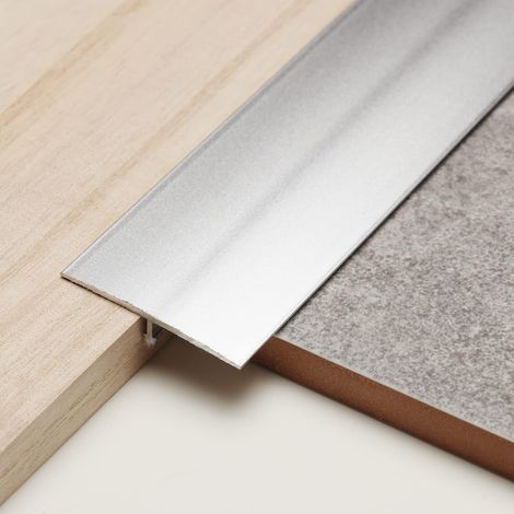 Lot de 3 bandes de séparation plates en aluminium pour seuil de porte et jointure de sol stratifié (0,9 m x 4 cm, argent mat)