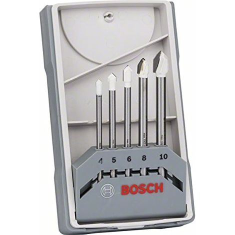 Bosch – Foret à carrelage CYL-9 Ceramic – Lot de 5 forets Ø4/5/6/8/10 mm – Tête renforcée pour durabilité – Pointe de centrage pour amorce précise