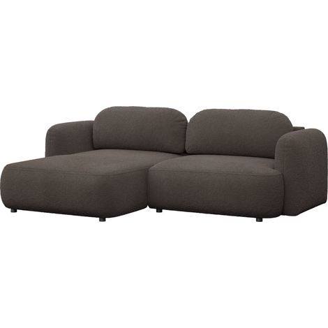 Selsey Tvoya – Ecksofa mit Schlaffunktion, Ottomane links, Bouclé Braun
