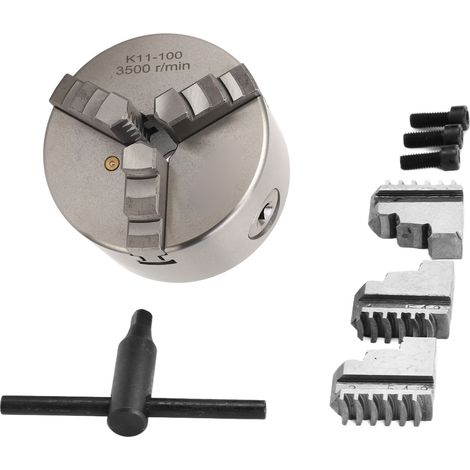 Kit de remplacement d'accessoires pour mandrin de tour autocentrant à trois mors en métal, comprenant une clé K11-100