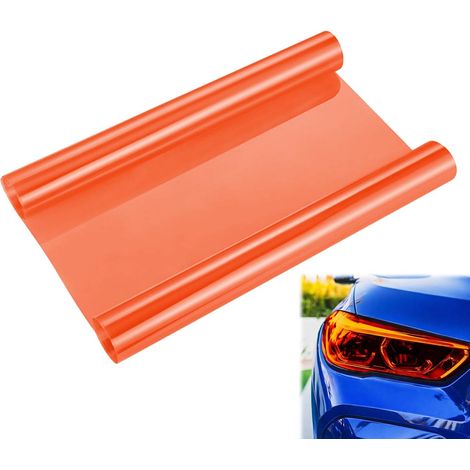 Film teinté pour phares, Film teinté voiture para Faros(orange), de protection,autoadhésifs,transparent,découpable,vinyle teinté,phares antibrouillard,30cm X 120cm (1/5)