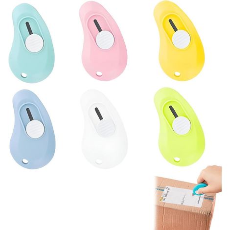 6x Mini cutters, rétractables ouvre-colis, petits couteaux universels