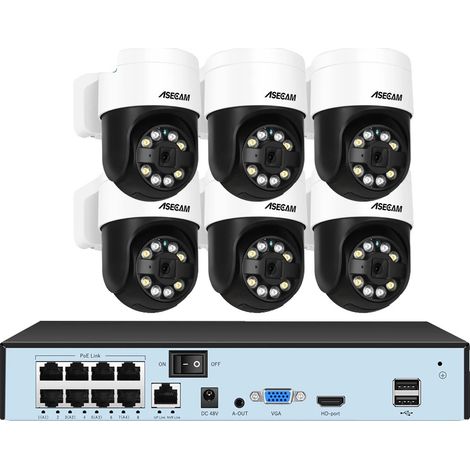 Caméra de sécurité, résolution 8MP, design résistant aux intempéries, Caméra AI 6 de 8CH NVR, Aucun (1/2)