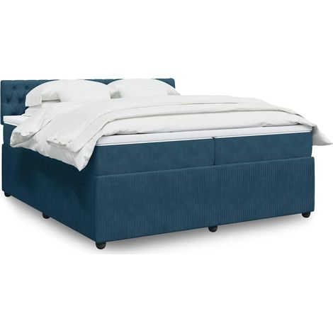 Boxspringbett mit Matratze Blau 200x200 cm Samt (1/5)
