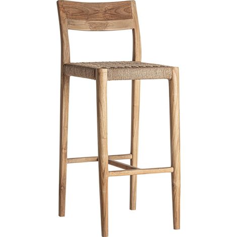 Tabouret en teck marron style colonial finition artisanale - Bois de teck marron chaleureux (1/5)