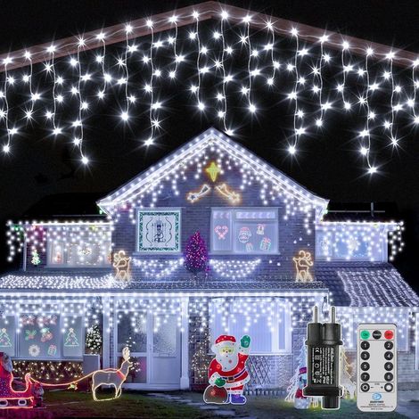 Guirlande Lumineuse Extérieur Rideau 15m 600 LED Eclairage IP44 Blanc Froid avec Télécommande Decoration Maison Patio Fenêtre (1/5)