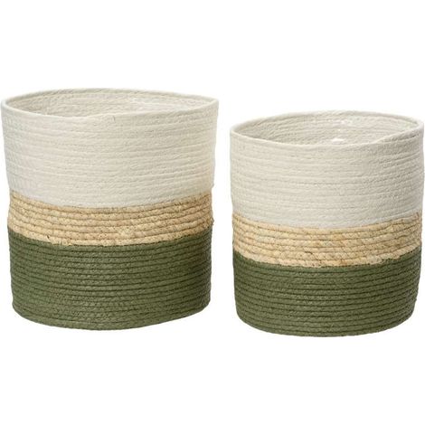 Kaemingk Cesta Intrecciata - Verde/Naturale/Crema - Grande 28x28 cm