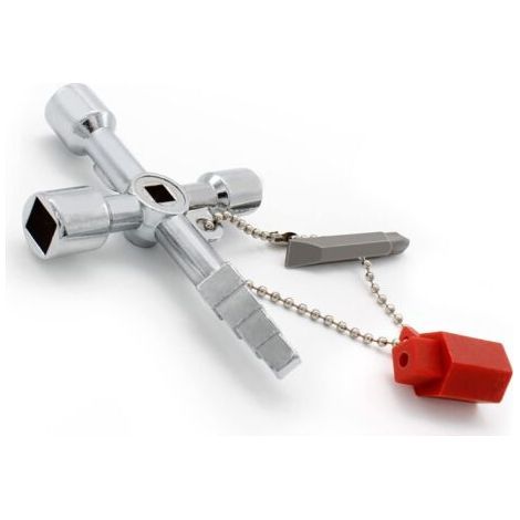Universal Cross Key, Practical 4-Way Multifunctional Key, Silver Control Cabinet Key, Used for Water and Electricity Meters, Gas Meters (1/5)