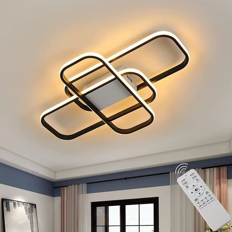 GOECO Plafonnier LED Moderne 44W Rectangulaire - Télécommande, Réglable, Noir (1/5)