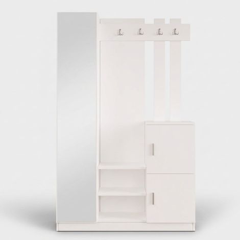 Garderoben-Set Sydonium mit Spiegel und Kleiderhaken - Weiß (1/3)