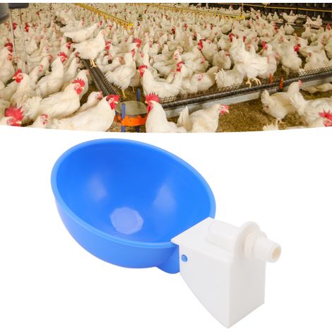 10 bebederos para pollos, rosca externa G1/8, color azul, material PP resistente. (1/5)
