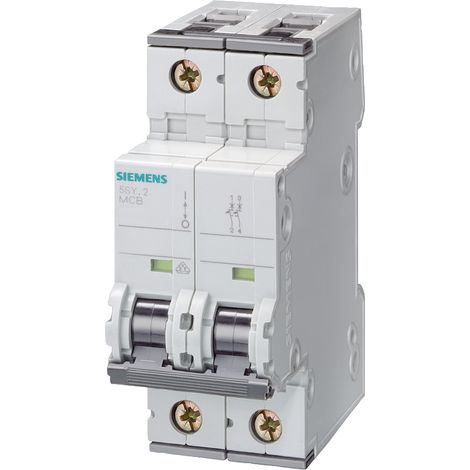 Interruttore magnetotermico Siemens 2P 16A 15kA tipo C 2 moduli 5SY72167