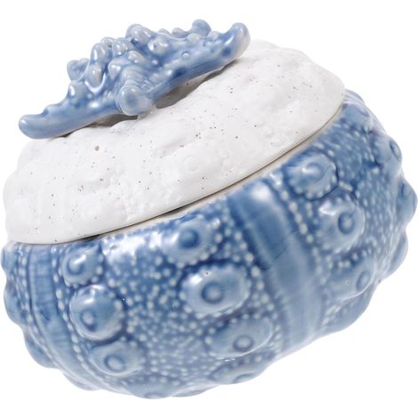 Boîte à Bijoux en Céramique Bleue Style Nordique Couvercle, Pot de Rangement Multifonction Facile à Nettoyer pour Camping et Usage Domestique (1/5)