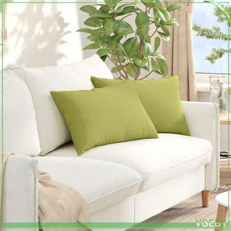 2 pcs Coussins de canapé, vert clair, 60 x 40 cm, housses amovibles, rembourrage polyester, salon moderne (1/5)