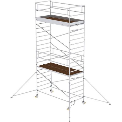 Günzburger Steigtechnik Echafaudage roulant 1,35 x 3 m avec stabilisateur & double plate-forme Hauteur de plate-forme 5,35 m - 169535 (1/3)