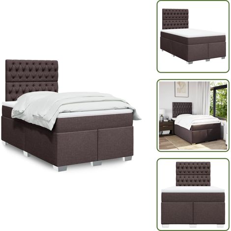 Sommier à lattes de lit et matelas marron foncé 120x190cm tissu - Sommier À Lattes De Lit - Sommiers À Lattes De Lit - Lit - Meuble De Chambre À Coucher (1/5)