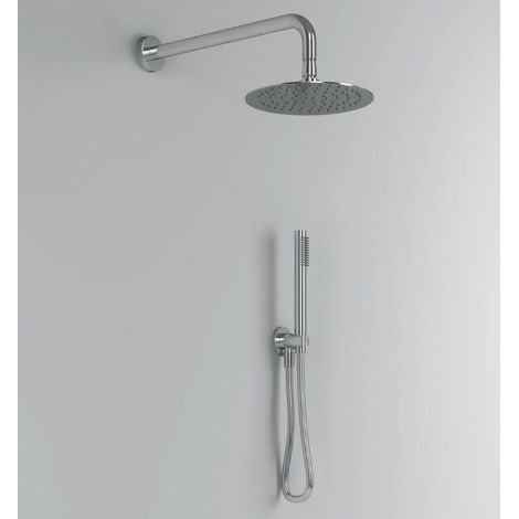 Kit doccia tondo 1 diametro 20 cm soffione braccio presa acqua doccetta laccio tipo di accessorio soffione 2 mm spessore - confezione 1 (1/3)