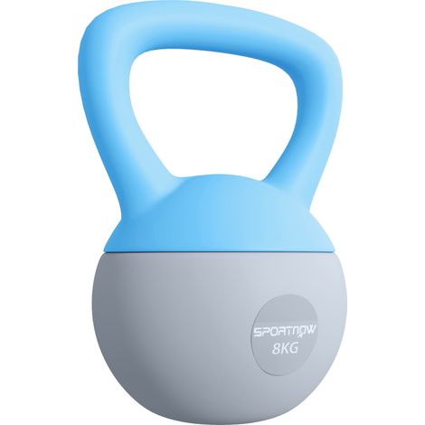 8KG Soft Kettlebell-Kettlebell with Non-Slip Handle for Home Gym-Weight Lifting-Strength Training-Light Blue/Grey (1/5)