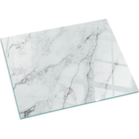Plaque Rectangulaire de protection en verre trempé pour cheminée protection contre les étincelles Motif marbré avec veines 80x60 cm (1/5)