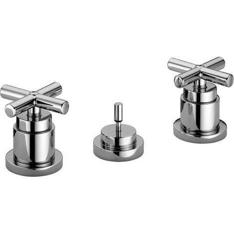 Miscelatore bidet 3 fori con piletta di scarico 1"1/4 Paffoni Quattro QTV116CR Cromo