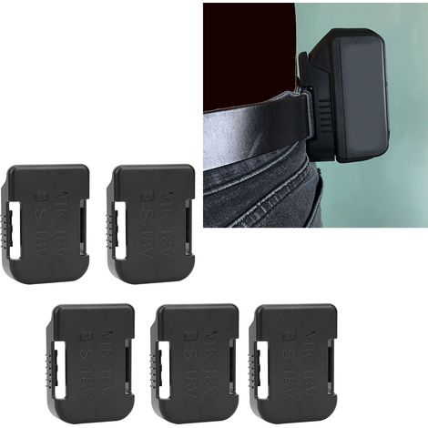 Support de rangement pour batterie au lithium (lot de 5) avec fente pour sangle, compatible avec les outils de fixation Makita 18 V (noir)