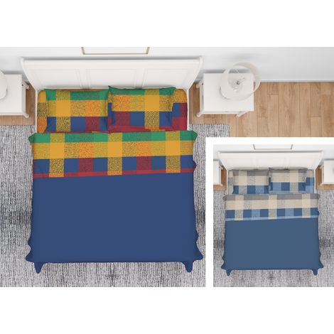 Completo Lenzuola In 100% Cotone Made Italy Disegno Scotland, misuraSingolocoloreBeige (1/5)