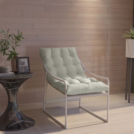 Fauteuil de jardin beige, chaise d'extérieur avec coussin, structure en acier robuste pour balcon, terrasse, patio ou espace vert. Siège confortable, pack de 1, design moderne et durable pour détente (1/5)