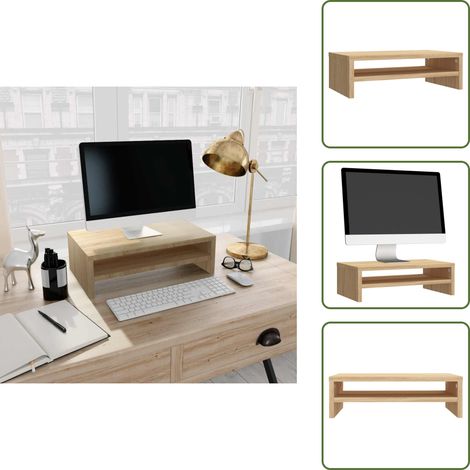 Soporte de pantalla - vidaXL Soporte de monitor madera contrachapada roble sonoma 42x24x13cm - Soporte de videoconsola