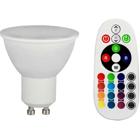 LED LAMPADINA GU10 4.8W WITH RF CONTROLLO RGB + 3000K DIMMERABILE                                        - Luce CALDA