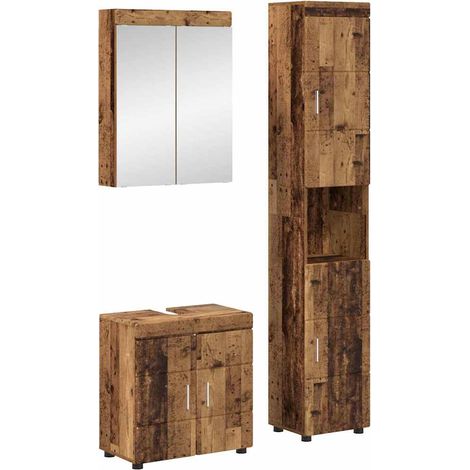 Juego de muebles de baño TULUM 3 pcs Madera vieja vidaXL