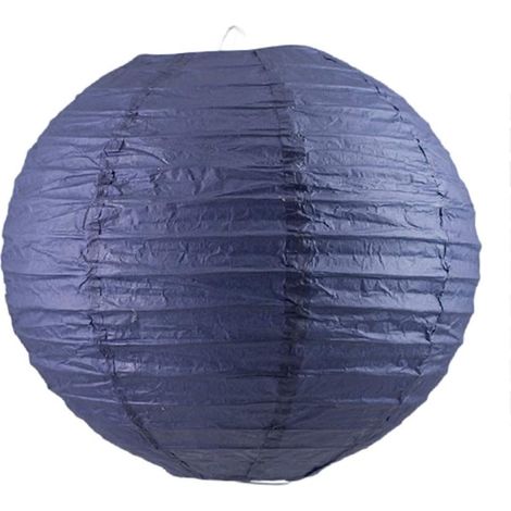 Lanterne en papier 25 cm - 1 pièce - Soie texturée - Suspension décorative - Mariage et intérieur - Bleu marine