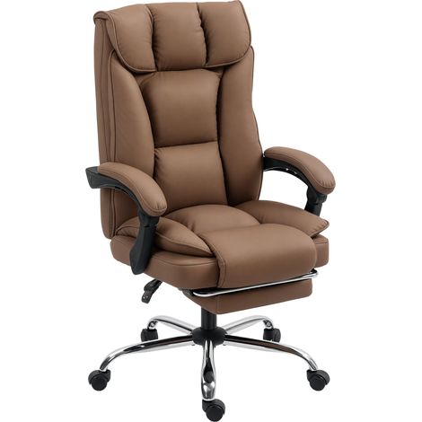 HOMCOM Pet-Friendly Leather Recliner Computer Chair with Footrest, Brown (1/5)