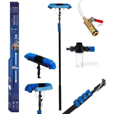 Balai à eau télescopique 7 m avec brosse multifonctions, raclette et distributeur de savon - NEXXT (1/2)