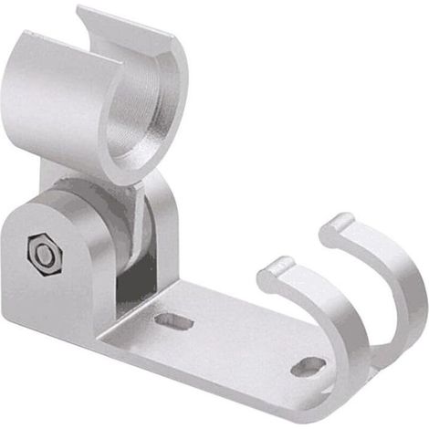 Support de Douche Rotatif - Aluminium Brillant - Réglable en Angle - Avec Crochet Intégré - Pour Pomme de Douche à Cordon - 1 Pièce (1/5)