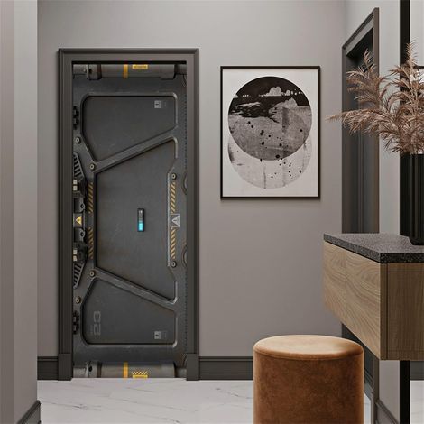 3D peel-and-stick door sticker (77 x 200 cm) – Sci-fi door with key (1/5)