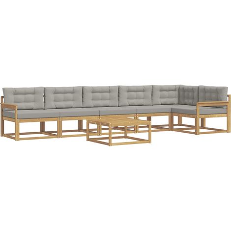 Conjunto de sofás de exterior 7 pcs Blanco y Gris Claro vidaXL (1/5)