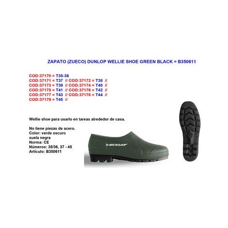 Dunlop B350611 Grüne wasserdichte PVC-Schuhe 35