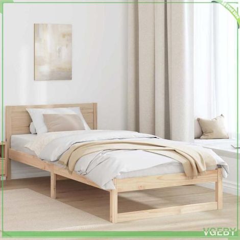 Cadre de lit - ABI - 90 x 200 cm - Pin massif - Tête de lit incluse (1/5)