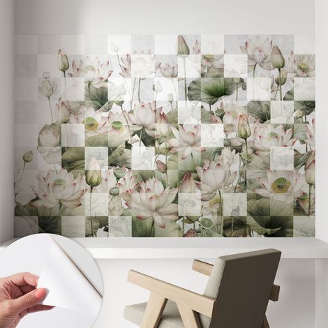 Papier peint autocollant adhésif avec motifs pour salon et chambre accessoire stylé pour votre intérieur Motifs de lotus 104x70 cm (1/5)