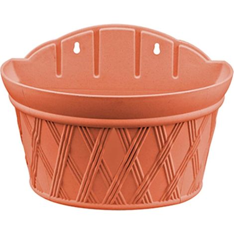 1 Pot de fleurs mural semi-circulaire, plastique rouge foncé, fixation murale facile, pour balcon et jardin (1/5)