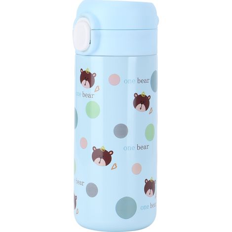 Gobelet isotherme à motif animal de dessin animé, en acier inoxydable 304, avec bouton rebondissant, bleu, 350-500 ml. (1/5)