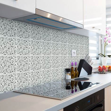 Sticker Mural Carrelage adhésif Cuisine Salle de Bain - 24 STICKERS CARRELAGES TERRAZZO ORLANDO - 24stickers10x10cm (1/5)