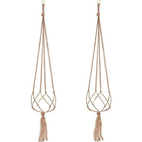 Suspension Plante Macramé - Pot Suspendu Plante - Blanc - Jute Naturel - 105 cm et 88 cm de longueur (1/4)