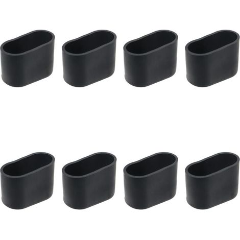 Couvre-jambes de chaise, couvre-pieds de meubles en silicone ovale, protection anti-rayures au sol, 8 pièces noir/8 pièces 15X30mm (1/5)