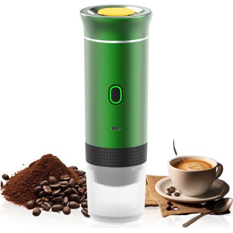 Machine à café à capsules portable, machine à café portable 3 en 1 12V, petite capsule, grande capsule, café moulu, vert (1/5)